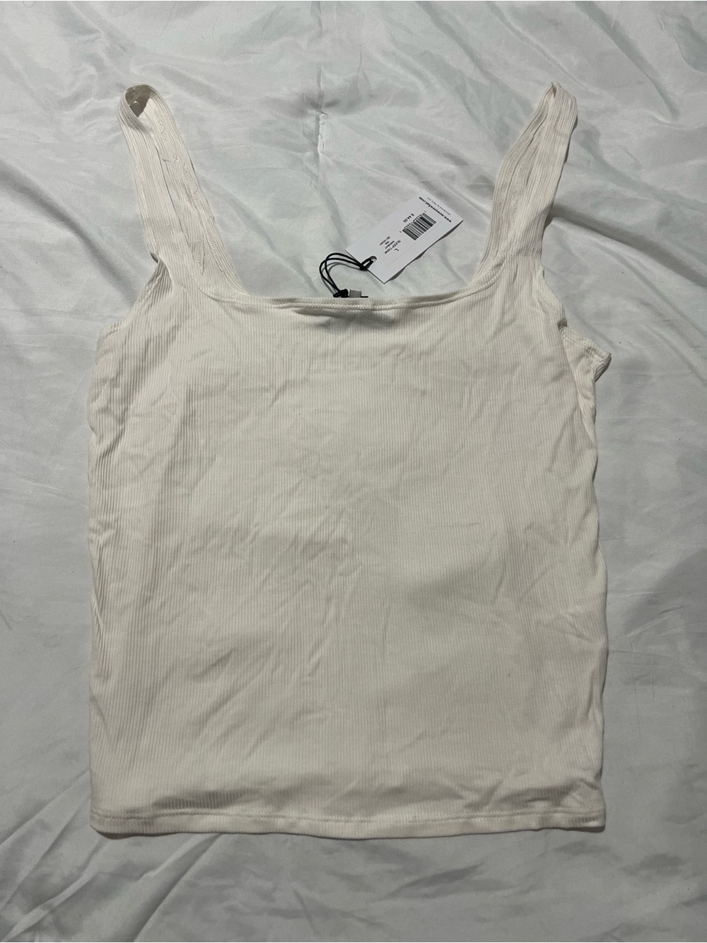 NWT Revolve We Wore What Women’s Ivory Ribbed Tank Top - Classic Square Neck